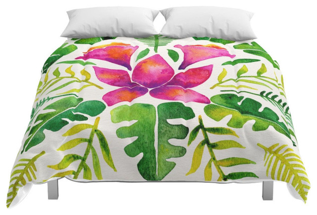 Society6 Tropical Symmetry Pink And Green Comforter Tropical