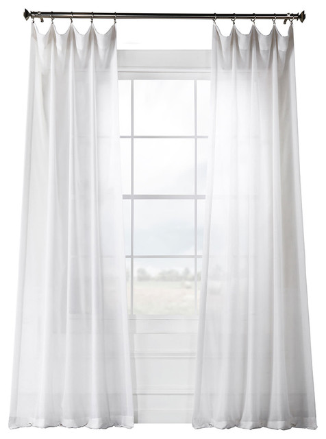White Orchid Fauxlinen Sheer Curtain Single Panel Traditional