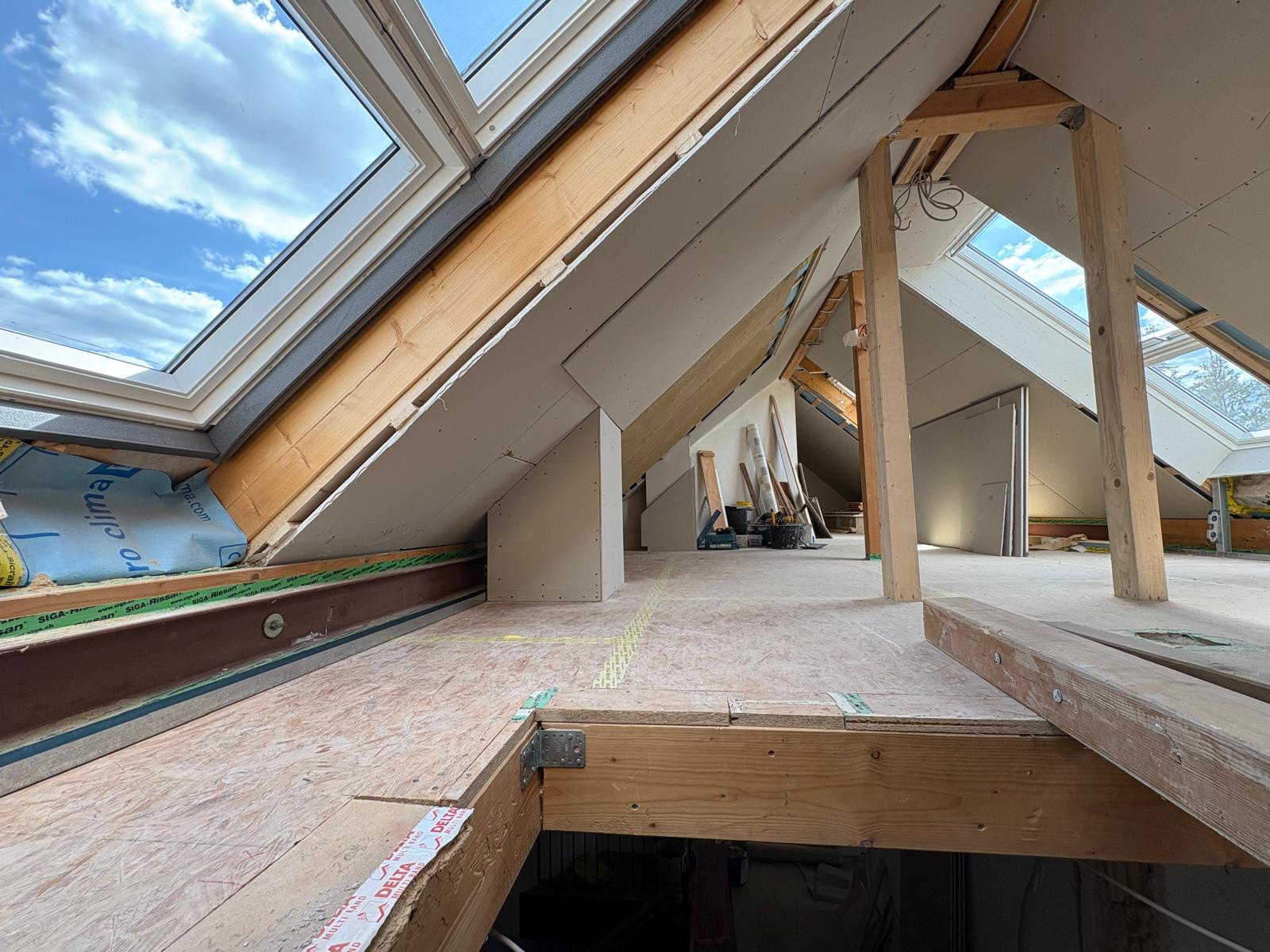 Dachumbau mit Wendeltreppe