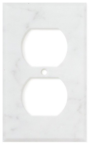 Carrara White Marble Switch Plate Cover, Single Duplex, Polished, From Italy