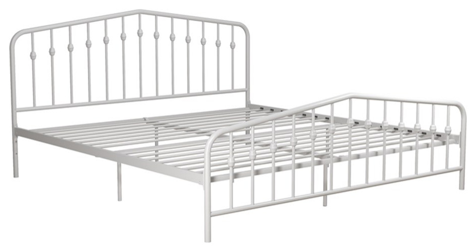Novogratz Bushwick Queen Adjustable Metal Bed in White, King