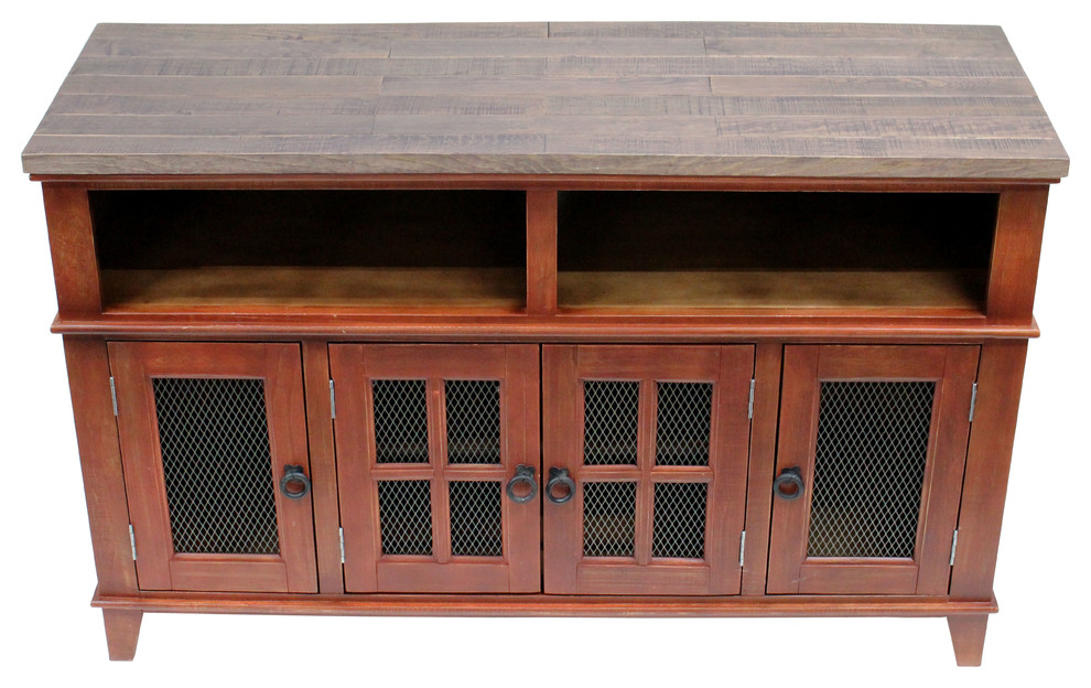 Gaines Rustic Style Solid Wood TV Stand Rustic Entertainment