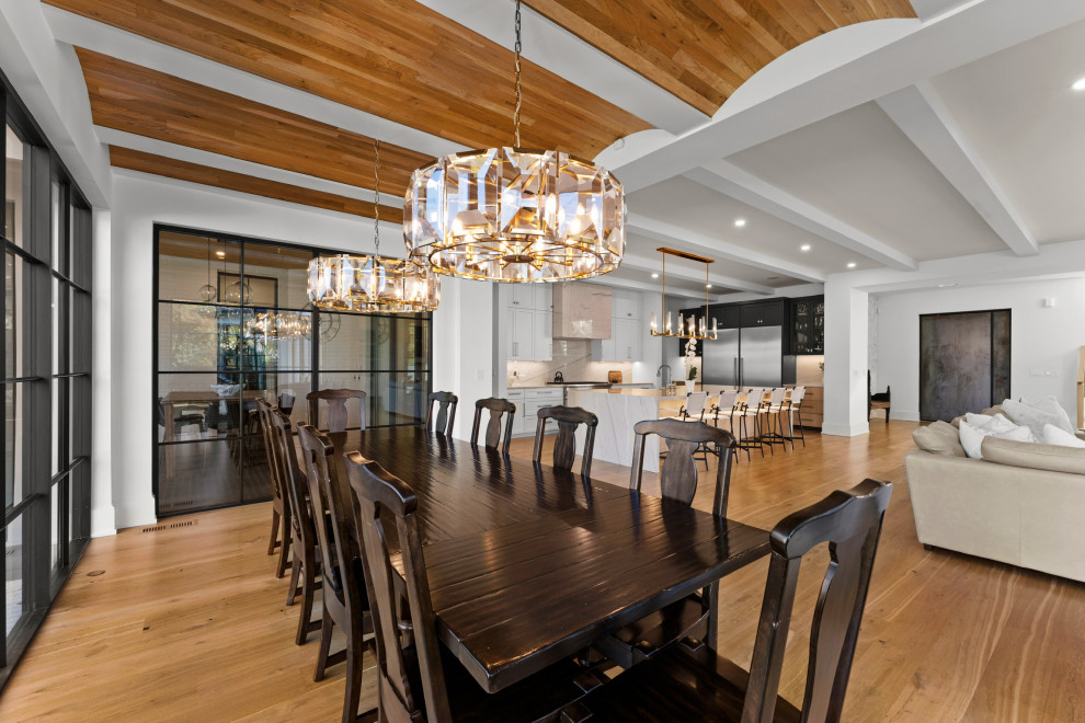 Example of a transitional dining room design in Charlotte