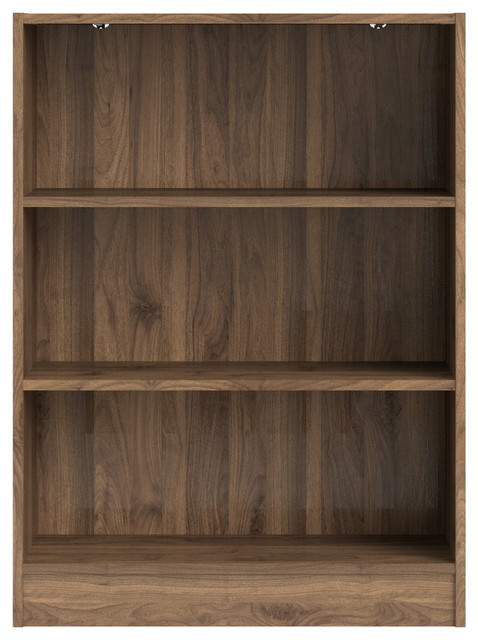 Element Short Wide 3 Shelf Bookcase, Walnut