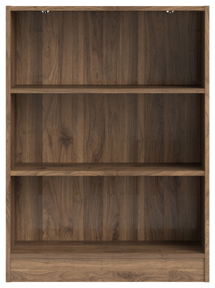 Element Short Wide 3 Shelf Bookcase, Walnut