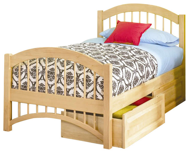 Atlantic Furniture Windsor Platform Bed with Matching Footboard in Natural Maple