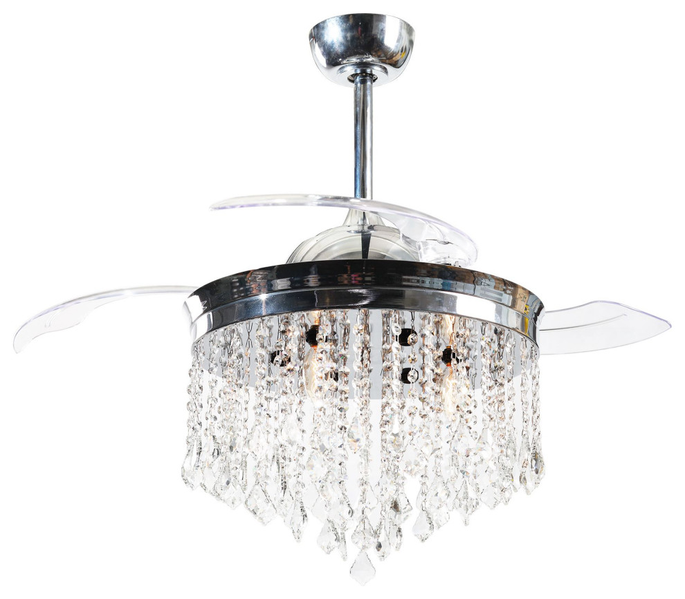 3Blade 42inch Crystal Ceiling Fan Chandelier Contemporary Ceiling