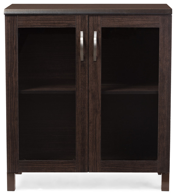 Sintra and Dark Brown Sideboard Storage Cabinet With Glass Doors