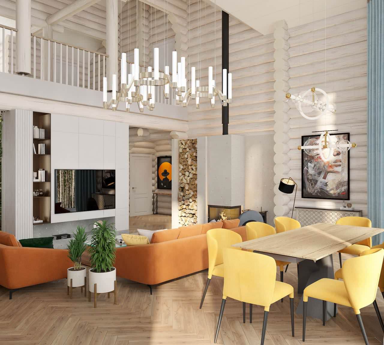 Дизайн проект бревенчатого дома "Феерия красок".