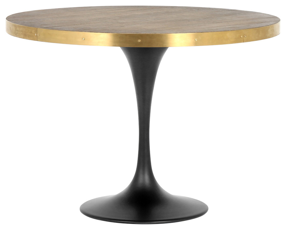 Four Hands Evans Bistro Table, Reclaimed Burnt Oak Midcentury