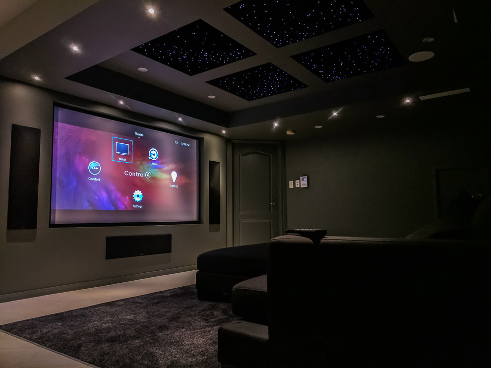 This is an example of a contemporary home theatre in Perth.
