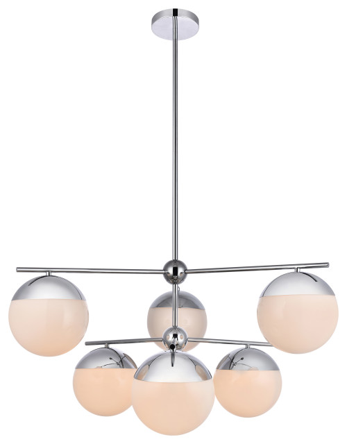 36 Modern 6 Light Pendant With Frosted White Glass Contemporary - Vesper Glass And Chrome Mini Pendant Light 36 Modern 6 Light Pendant With Frosted White Glass Contemporary - Vesper Glass And Chrome Mini Pendant Light