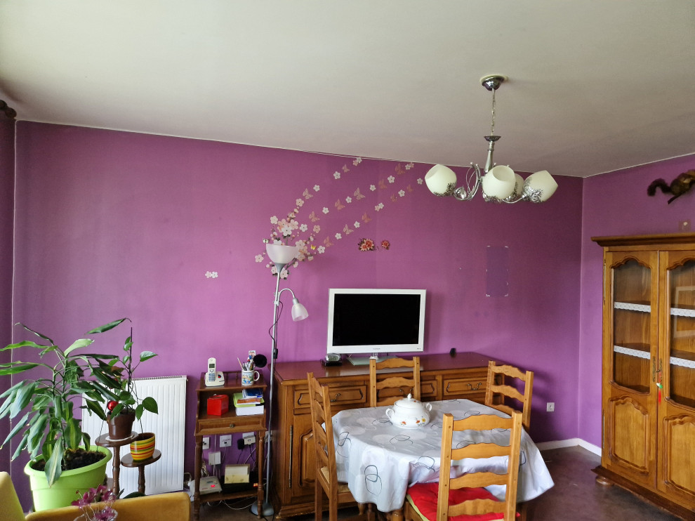 Avant la réalisation de la fresque florale salon