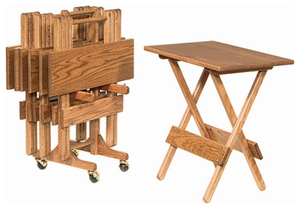 Folding Table, Set of 4, With Casters Transitional Folding Tables