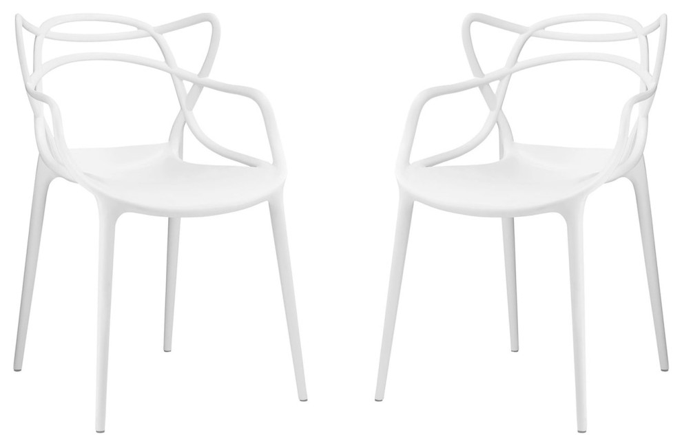 Monte Dining Chair, White, 2Pack Modern Dining Chairs by First