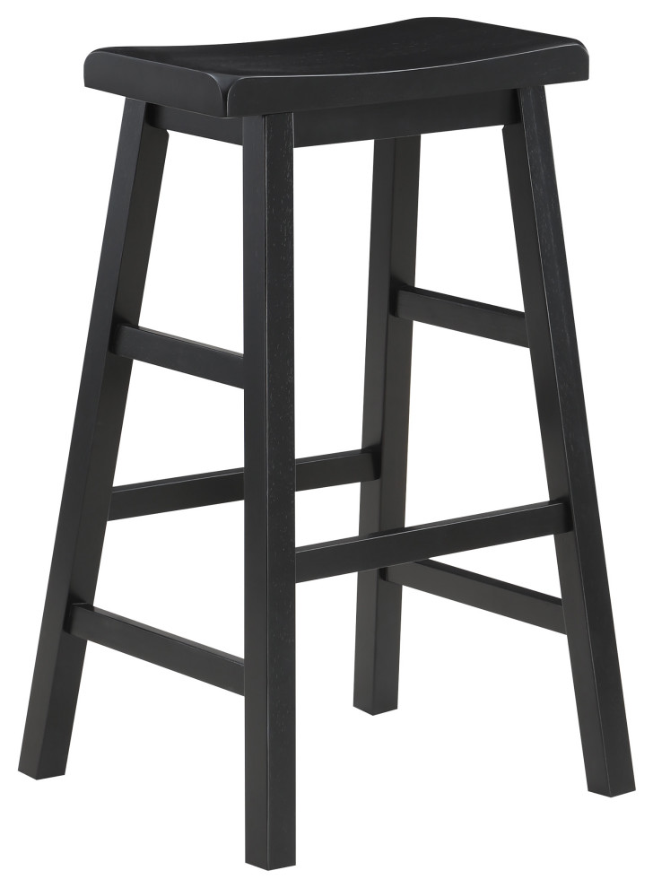 Tulsa 29" Wood Saddle Stool 2Pack Traditional Bar Stools And