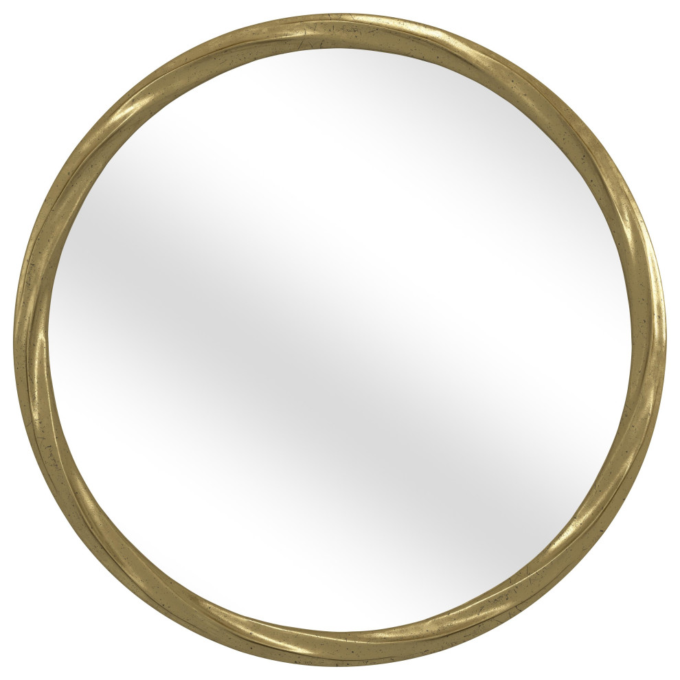 Round Gold Wall Mirror with Largе Twistеd Framе Contemporary Wall
