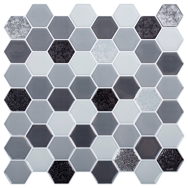 SelfAdhesive Peel & Stick Accent Wall Tiles, 10 x 10 in., Grey, 6