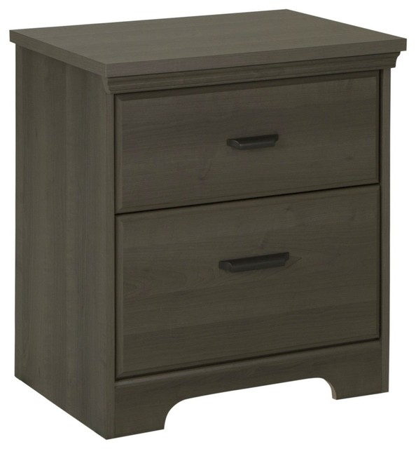 2Drawer Bedroom Nightstand in Gray Maple Wood Finish Transitional Nightstands And Bedside