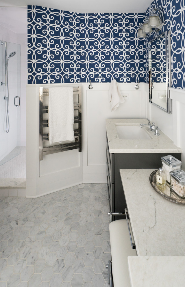 Mid-sized transitional home design photo in Chicago