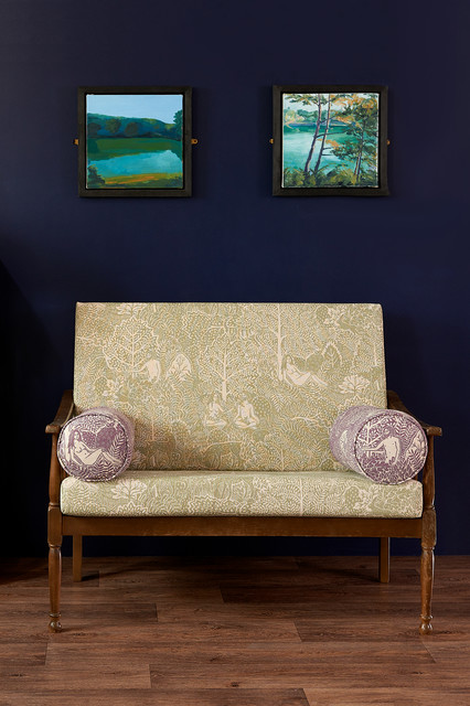 Wildwood Fabric amerikansk-craftsman-vardagsrum