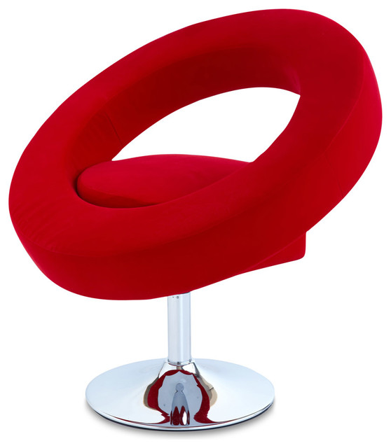 Mia Microfiber Modern Lounge Chair, Red