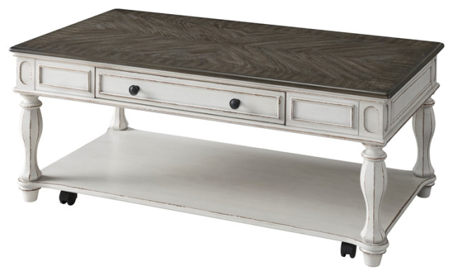Martin Svensson Home Grove Hill 1 Drawer Coffee Table Antique White And Gray Farmhouse Tables By Homesquare - Antique White Coffee Table With Drawers Martin Svensson Home Grove Hill 1 Drawer Coffee Table Antique White And Gray Farmhouse Tables By Homesquare - Antique White Coffee Table With Drawers
