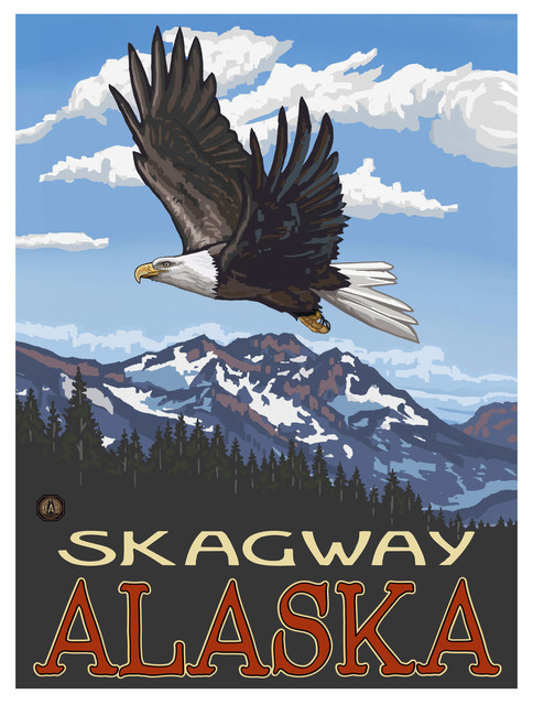 Paul A. Lanquist Skagway Alaska Eagle Soaring Art Print, 9"x12"