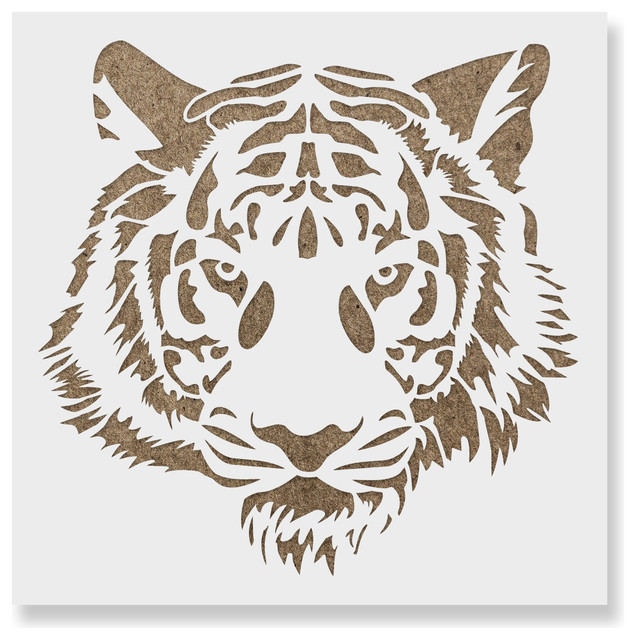 Tiger Stencil on Reusable Mylar for Crafts - Contemporary - Wall ...