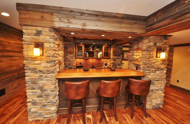 Western themed basement - Rustic - Home Bar - Other - by ...