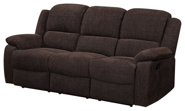 Madden Sofa Motion In Brown Chenille, Lucerne Leather Power Motion Sofa