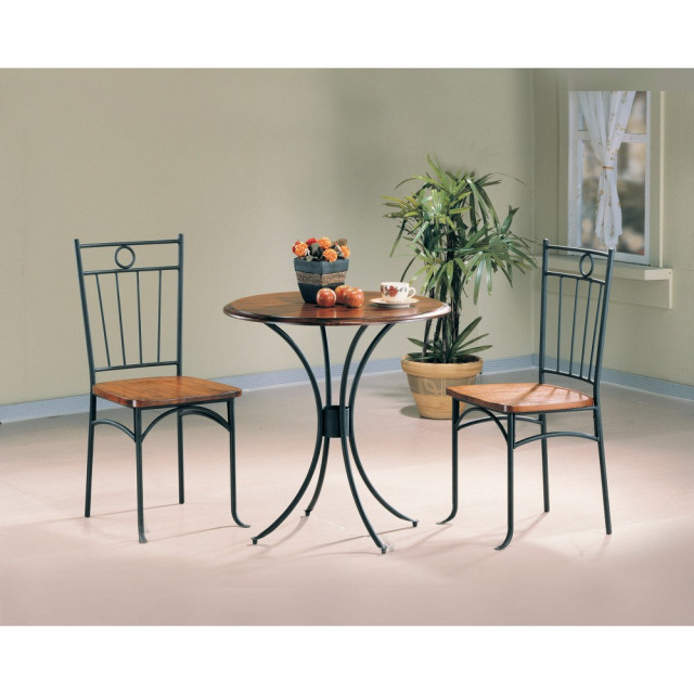 Exotic 3 Piece Bistro Dining Set, Brown and Black Transitional