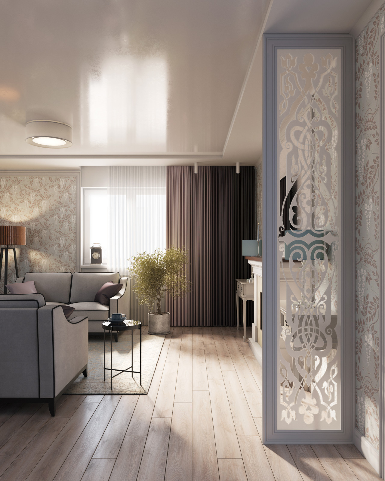 Гостиная частного дома для возрастной семейной пары