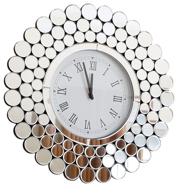Shop Houzz Abbyson Living Radiance Round Wall Mirror Clock Wall Clocks