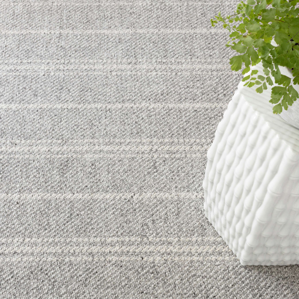Melange Stripe Grey/Ivory Indoor/Outdoor Rug, 2'x3' Transitional Outdoor Rugs by Annie