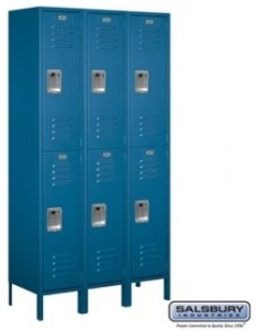 Extra Wide Standard Metal Locker - Double Tier - Blue - Assembled