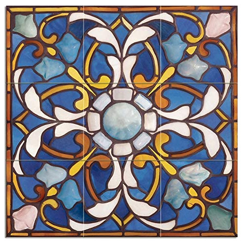 Tile Mural RARE CEILING PANEL stained glass Backsplash 6" Ceramic Glossy