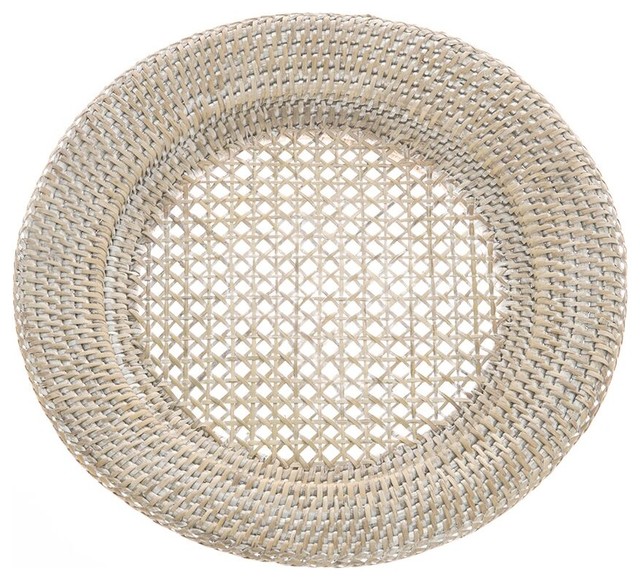 Round Rattan Charger Plate White Wash Set Of 2 Tropical Round Rattan Charger Plate White Wash Set Of 2