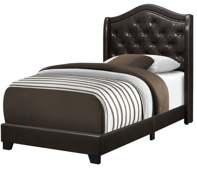 Monarch Faux Leather Tufted Brass, Leather Tufted Bed Frame