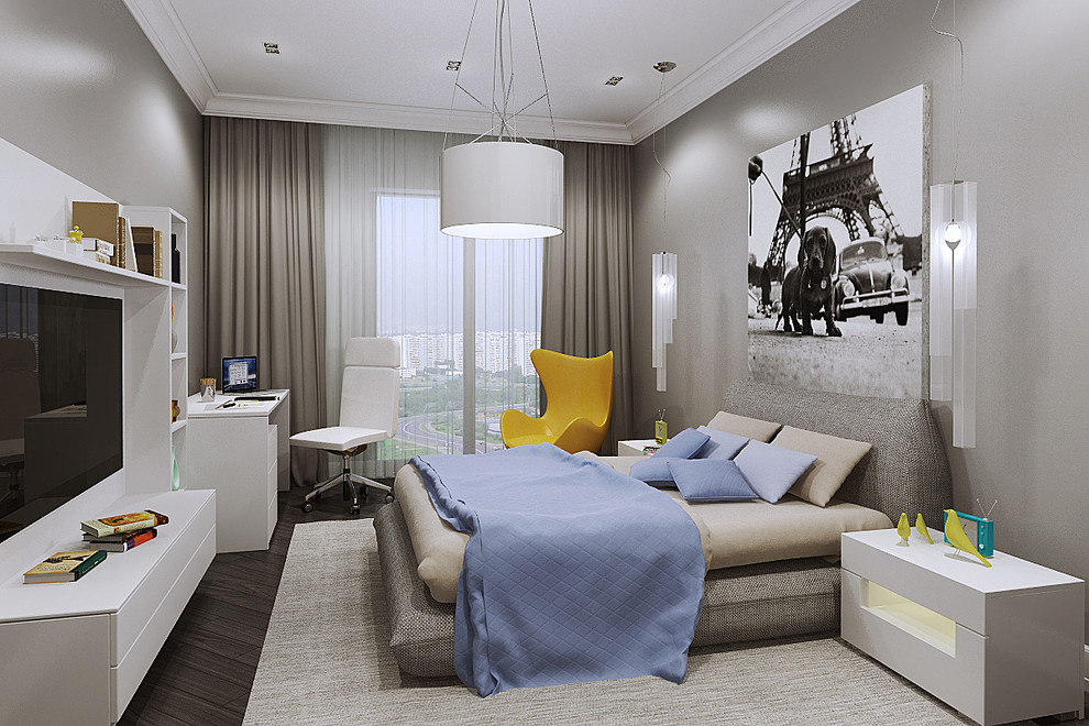 Квартира в современном стиле с камином