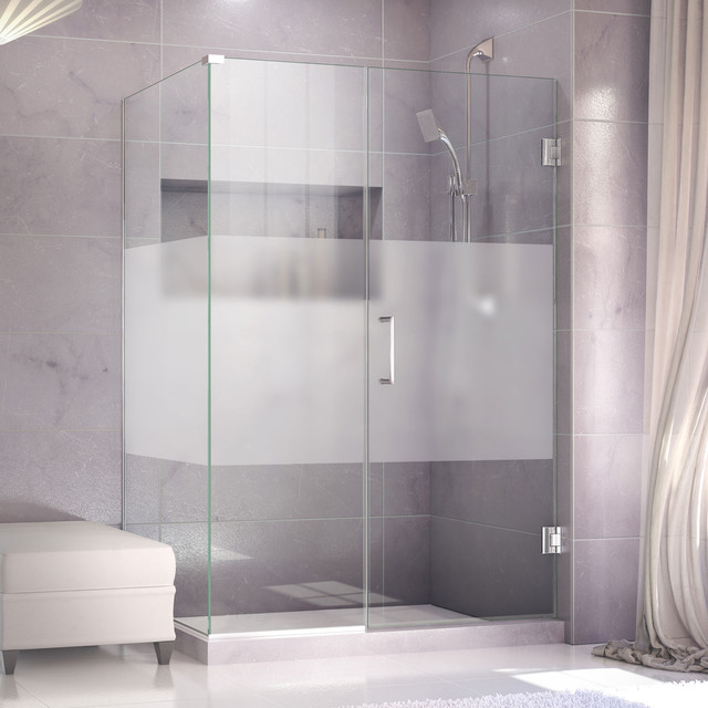Frosted Sliding Shower Doors unidoor plus 54-1/2" x 34-3/8" x 72" shower enclosure, half Frosted Sliding Shower Doors unidoor plus 54-1/2" x 34-3/8" x 72" shower enclosure, half