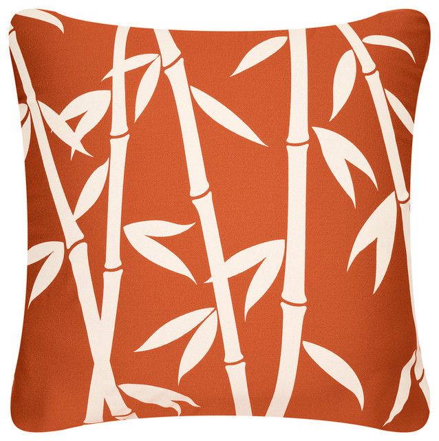 Bamboo Forest Organic Cotton Throw Pillow Cover, Rust Orange