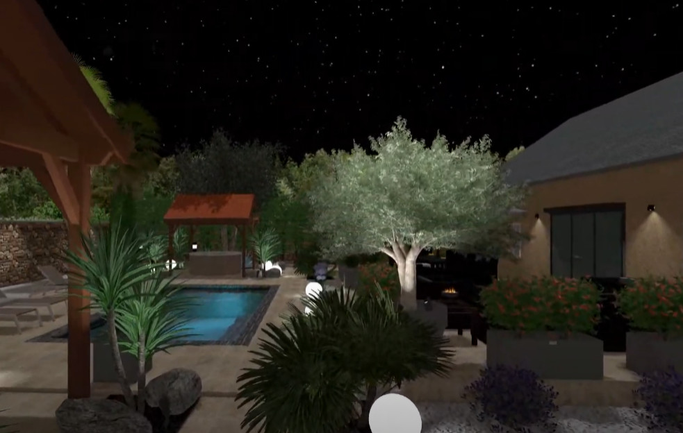 Jardin avec jeu de lumière