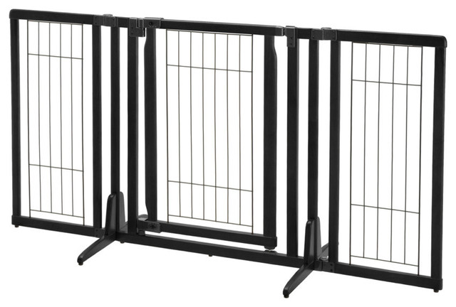 Premium Plus Freestanding Pet Gate With Door, Black