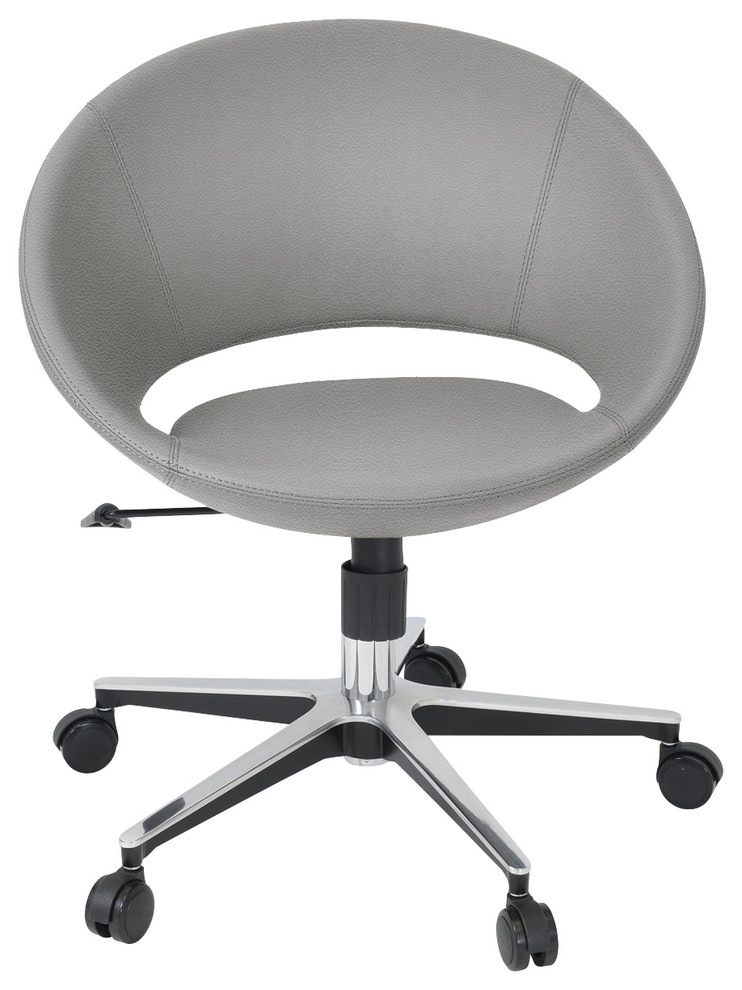 Crescent Office Chair, Aluminum Base, Sliver Italian Ppm