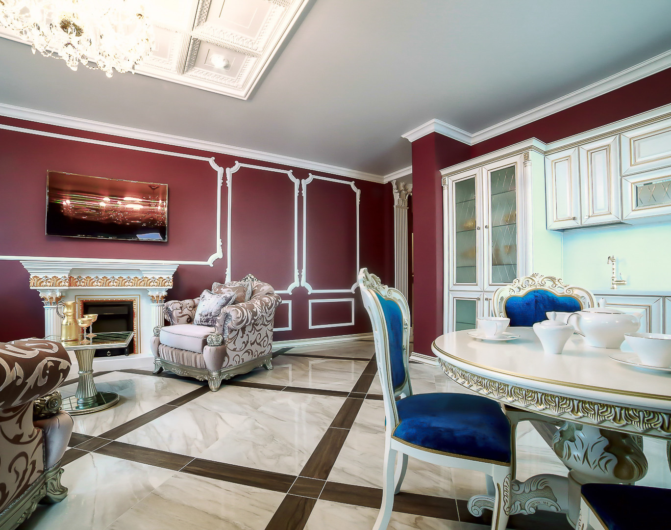 Классический интерьер трехкомнатной квартиры