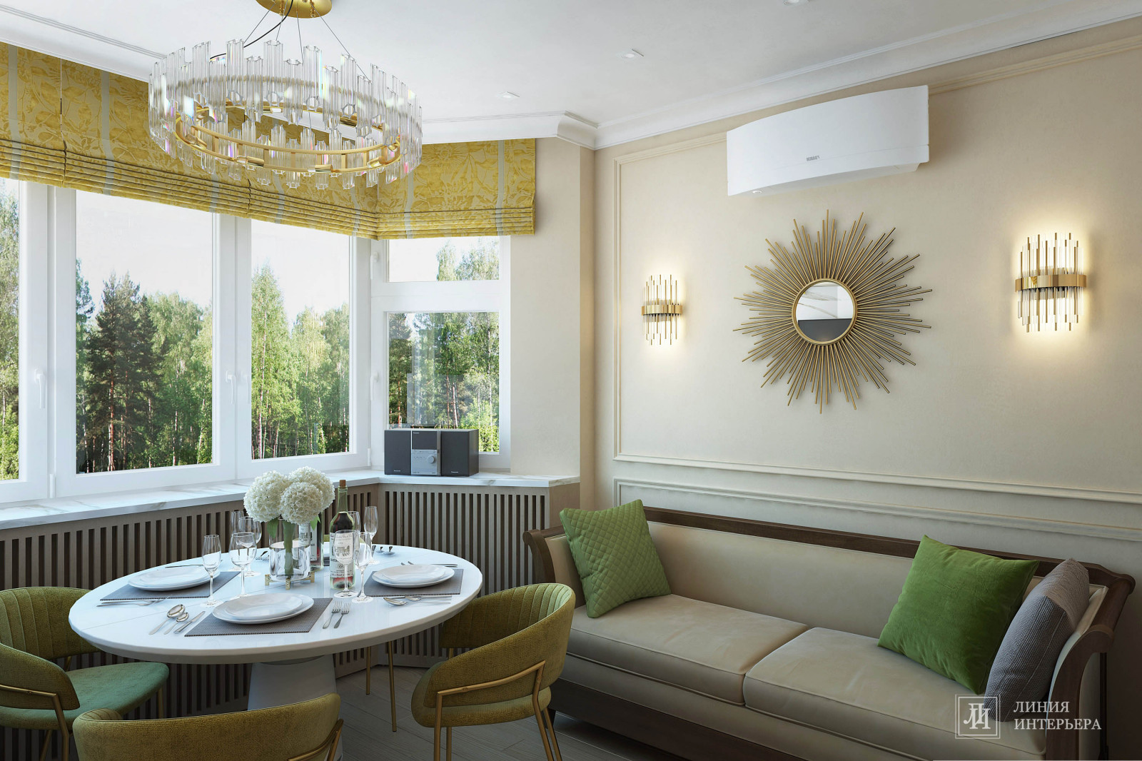 Дизайн кухни с эркером