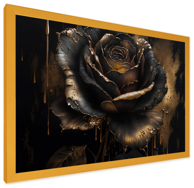 Black And Gold Rose I Framed Print - Contemporary - Prints And Posters ...