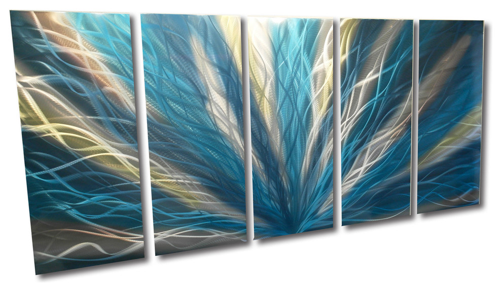 Radiance Teal Metal Wall Art By Miles Shay 5 Piece Set