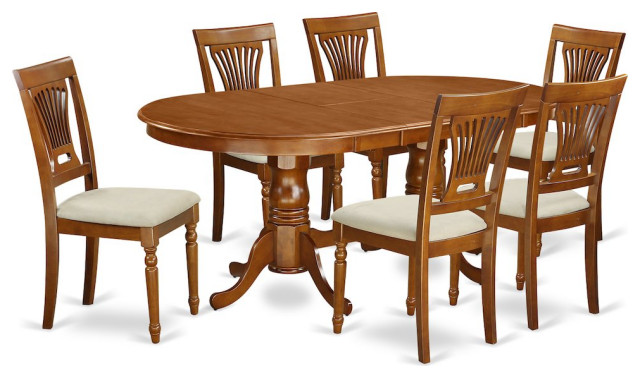 7-Piece Dining Room Set For 6, Table With 6 Chairs, Saddle Brown ...